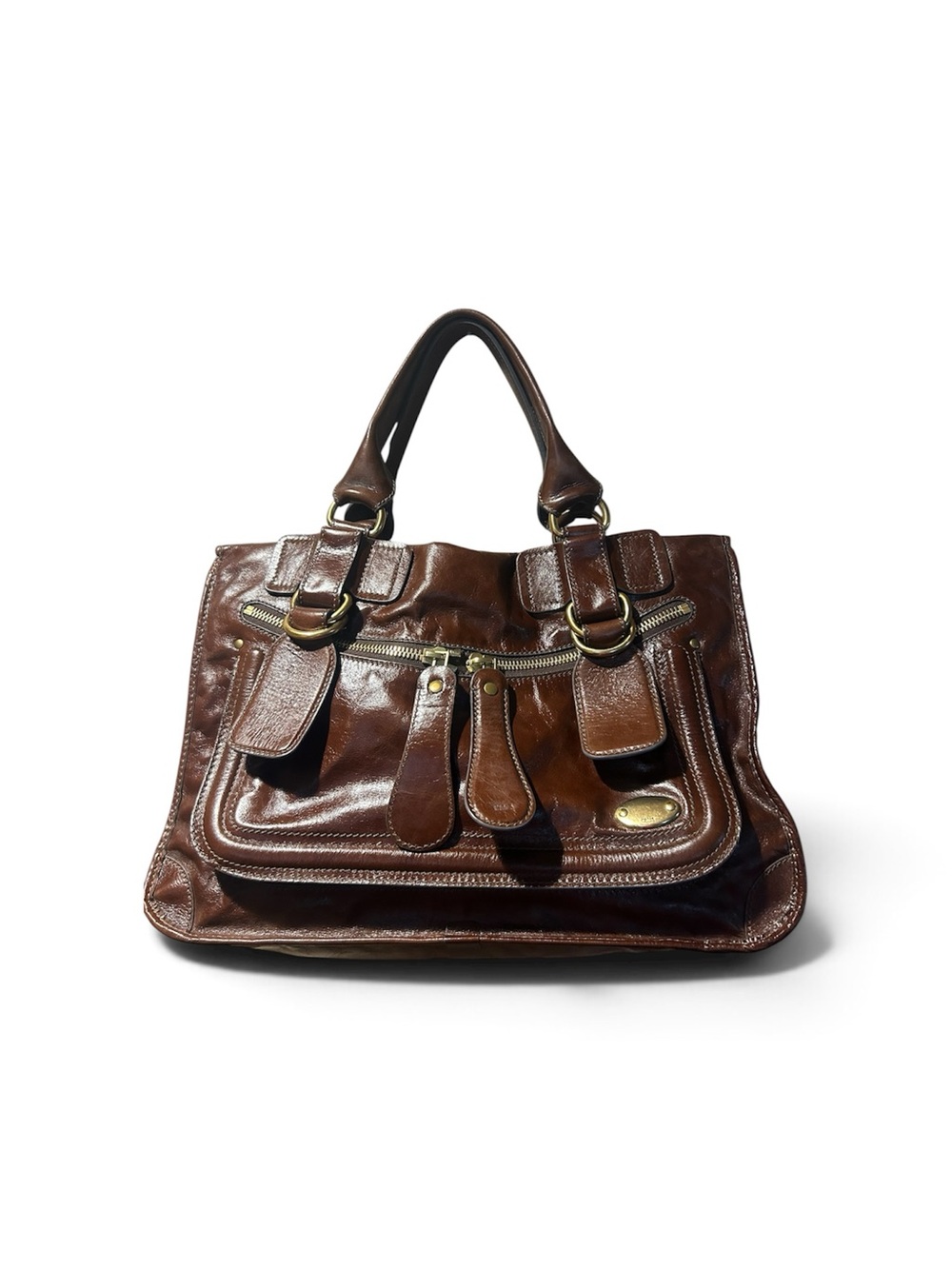 Chloe Bay Bag Classic Brown Leather Satchel Handbag Retail 1599-2199